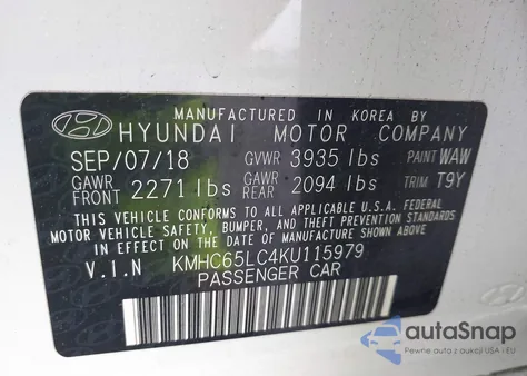 2019 Hyundai Ioniq Hybrid Blue z USA, uszkodzony, nr VIN KMHC65LC4KU115979